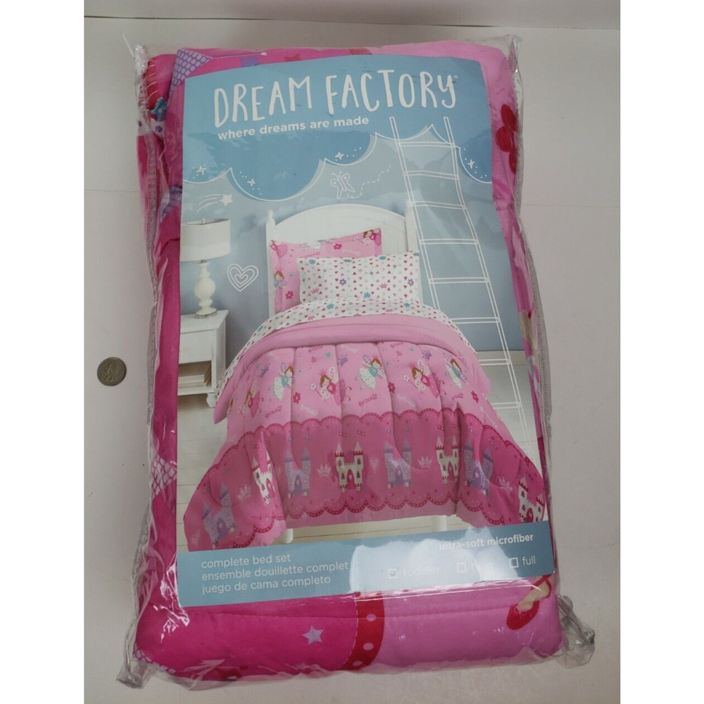 Dream Factory Princess Toddler sized Complete Bedding Set Pink 4 pieces